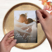 Modernes, elegantes Skript 2 Fotos Hochzeit Dankeskarte