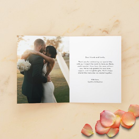 Modernes, elegantes Skript 2 Fotos Hochzeit Dankeskarte