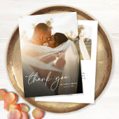 Modernes, elegantes Skript 2 Fotos Hochzeit Dankeskarte