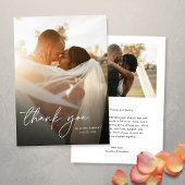Modernes, elegantes Skript 2 Fotos Hochzeit Dankeskarte