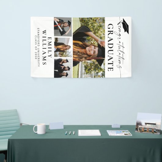 Modernes, elegantes Skript 4 Foto Vertikaler Absch Banner (Messeveranstaltung)