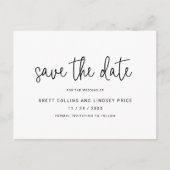 Modernes, elegantes Skript Einfache Hochzeit speic Ankündigungspostkarte (Vorderseite)