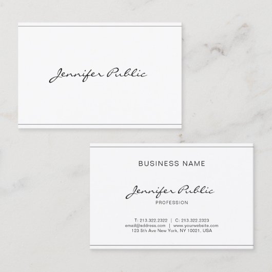 Modernes, elegantes Skript Einfaches Design Schöne Visitenkarte (Vorne/Hinten)