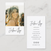 Modernes, elegantes Skript Einfaches Foto Visitenkarte (Vorne/Hinten)