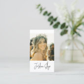 Modernes, elegantes Skript Einfaches Foto Visitenkarte (Stehend Vorderseite)