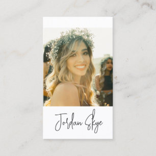 Modernes, elegantes Skript Einfaches Foto Visitenkarte