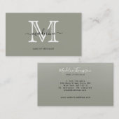 Modernes, elegantes Skript Evergreen Fog Monogram  Visitenkarte (Vorne/Hinten)