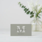 Modernes, elegantes Skript Evergreen Fog Monogram  Visitenkarte (Stehend Vorderseite)
