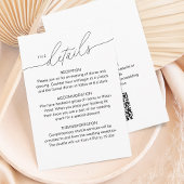 Modernes, elegantes Skript-Hochzeitdetails QR-Code Begleitkarte
