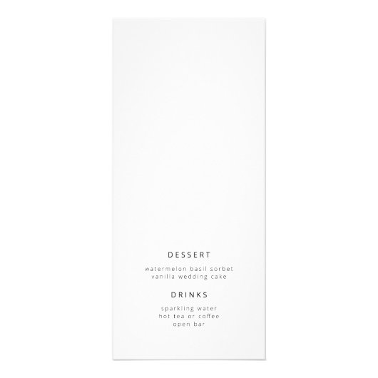 Modernes, elegantes Skript-Hochzeitmenü Werbekarte (Hinten)