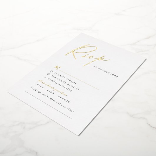 Modernes, elegantes Skript minimalistisches Hochze Folieneinladung (Gedreht)