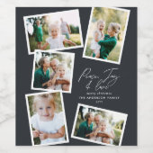 Modernes, elegantes Skript mit mehreren Fotos schw Weinetikett (Einzelnes Label)