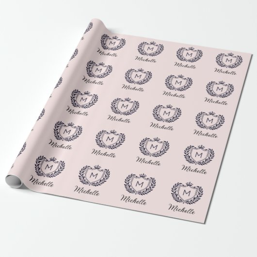 Modernes, elegantes Skript Monogram Name Custom Pi Geschenkpapier (Ungerollt)