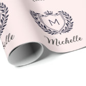Modernes, elegantes Skript Monogram Name Custom Pi Geschenkpapier (Rolleneckpunkt)