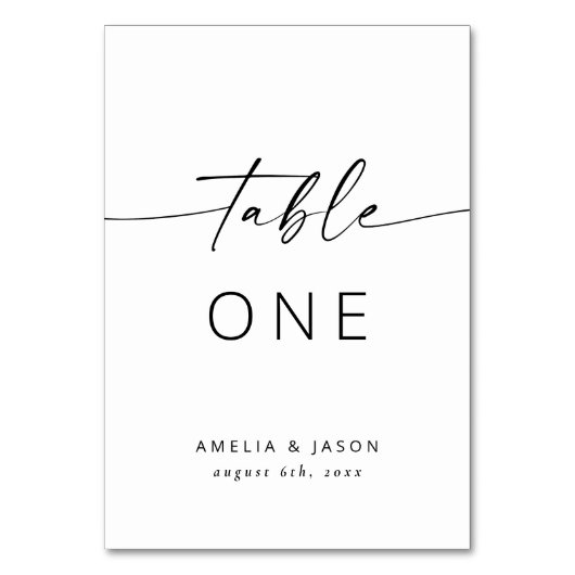 Modernes, elegantes Skript Tischnummer (Vorderseite)