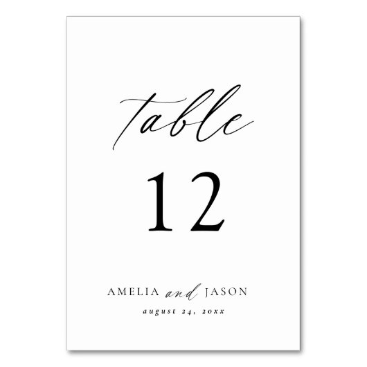 Modernes, elegantes Skript Tischnummer (Vorderseite)