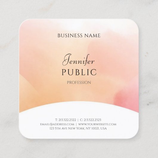 Modernes, elegantes Skript Trendy Template Quadratische Visitenkarte (Rückseite)