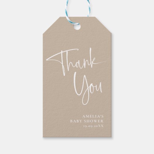 Modernes, elegantes Skript Vielen Dank Geschenkanhänger (Vorderseite)