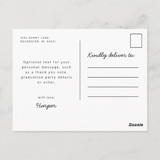 Modernes, elegantes Skriptgradienten Abschluss Fot Postkarte (Rückseite)