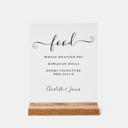 Modernes, elegantes Skriptmenü Acrylschild (Vorderseite)