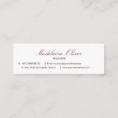 Modernes elegantes Solicitor Beruflich Burgundy Mini Visitenkarte (Rückseite)