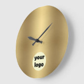 Modernes elegantes Solid Metallic Gold Company Log Große Wanduhr (Winkel)