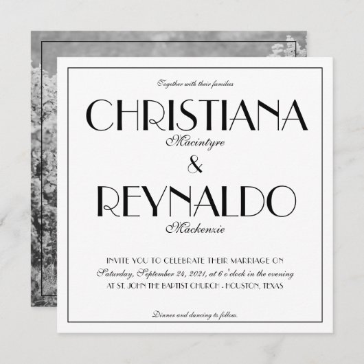 Modernes elegantes, stilvolles Roaring 20er Jahre Einladung (Vorne/Hinten)