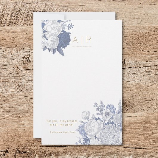 Modernes Elegantes stilvolles Zitat Blumenblau Briefpapier