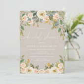 Modernes Elegantes Taupe Peach Floral Brautparty Einladung (Stehend Vorderseite)