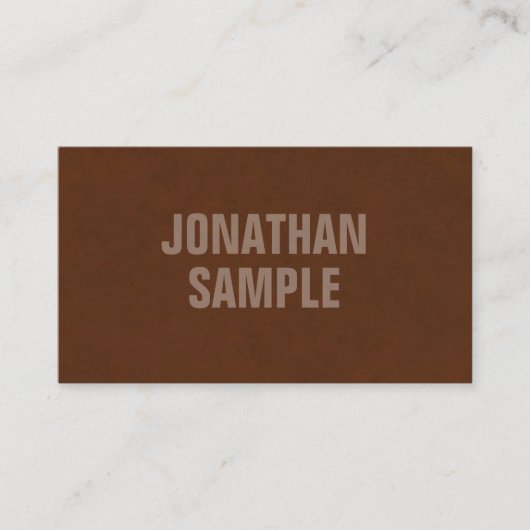 Modernes elegantes Template Brown Suede Look Visitenkarte (Vorderseite)