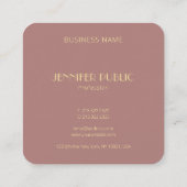 Modernes elegantes Template Gold Mit Monogramm Lux Quadratische Visitenkarte (Rückseite)