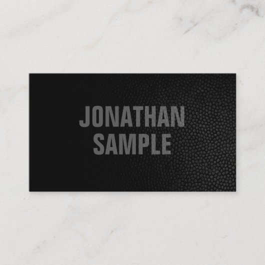 Modernes elegantes Template Schwarz Leder Look Visitenkarte (Vorderseite)