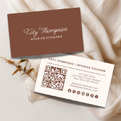 Modernes Elegantes Terracotta Minimalistisch QR Co Visitenkarte
