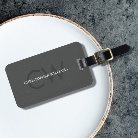Modernes elegantes Texturgrau Monogram Gepäckanhänger
