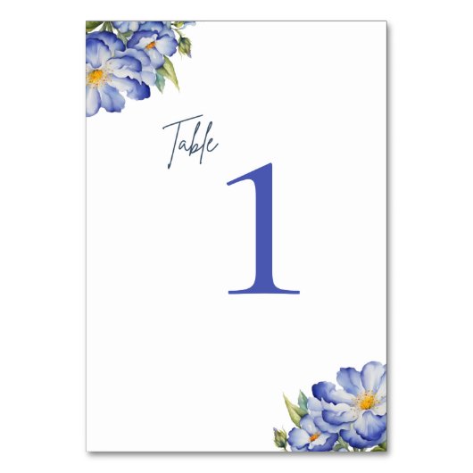 Modernes, elegantes Tischschild mit hoher Blumen Tischnummer (Vorderseite)