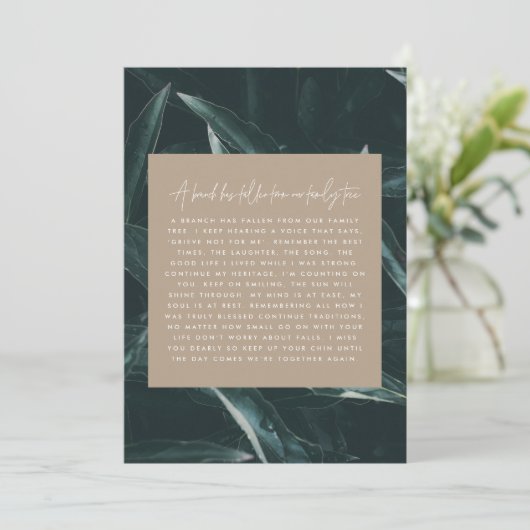 Modernes elegantes Trauergedicht (Stehend Vorderseite)