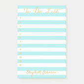 Modernes elegantes, trendiges Aqua gestreift, um e Post-it Klebezettel (Vorderseite)