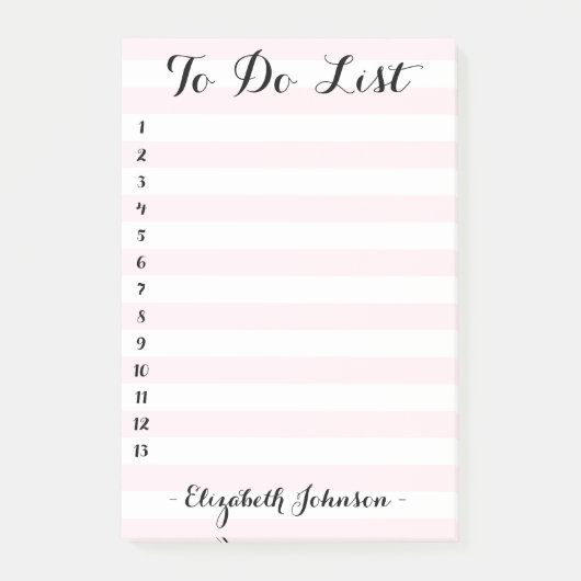 Modernes elegantes, trendiges Rosa gestreift, um e Post-it Klebezettel (Vorderseite)