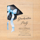Modernes Elegantes Trendy Stylish Blue Bow Abschlu Acryleinladungen (Vorderseite)