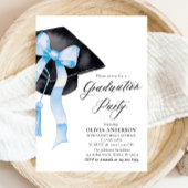 Modernes Elegantes Trendy Stylish Blue Bow Abschlu Einladung