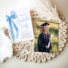 Modernes Elegantes Trendy Stylish Blue Bow Abschlu Einladung