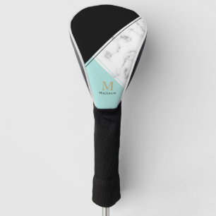 Modernes, elegantes, türkisfarbenes Marmormonogra Golf Headcover