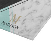 Modernes, elegantes, türkisfarbenes Marmormonogram Schneidebrett (Ecke)