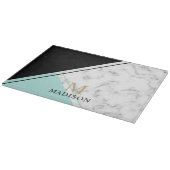 Modernes, elegantes, türkisfarbenes Marmormonogram Schneidebrett (Ecke)