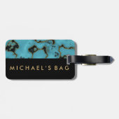 Modernes elegantes türkisfarbenes Stone Gold und S Gepäckanhänger (Rückseite horizontal)