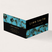 Modernes elegantes türkisfarbenes Stone Gold und S Visitenkarten (Vorderseite)