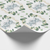 Modernes & elegantes Twin Baby Elefantengrün Gold Geschenkpapier (Ecke)