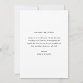 Modernes elegantes Typografie Einfaches Hochzeitss Dankeskarte (Rückseite)