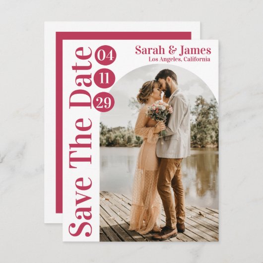 Modernes elegantes Typografie-Foto Save the Date I Einladung (Vorne/Hinten)