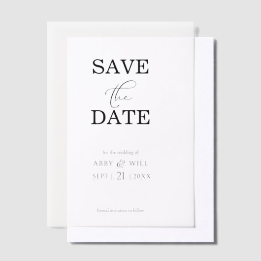Modernes, elegantes Typografie Save the Date Overl Pergament Einladungen (Versetzt)
